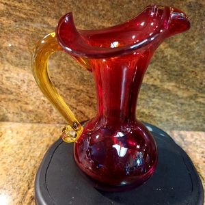 Vintage Amberina hand blown pitcher/vase.